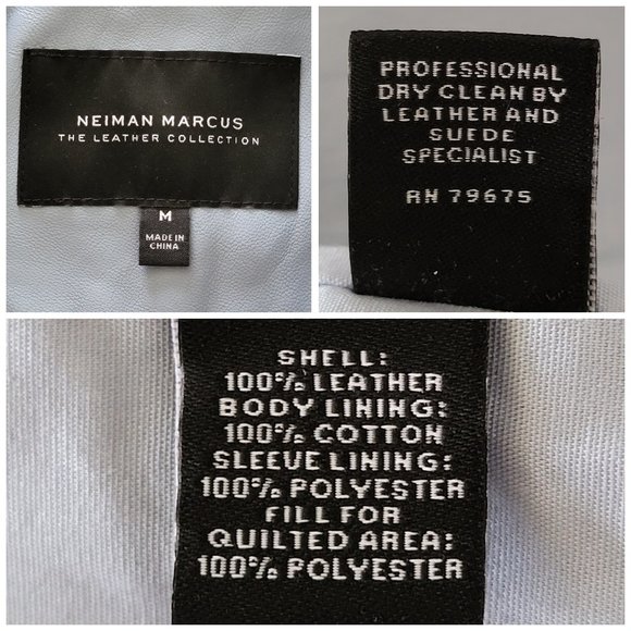 Neiman Marcus Light Blue Leather Lace-Up Moto Leather Jacket - Picture 16 of 16